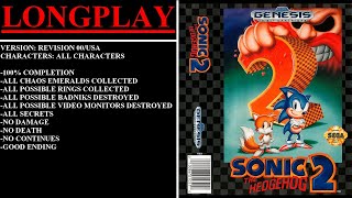 Sonic the Hedgehog 2 [Rev 00/USA] (Sega Genesis) - (Longplay - All Characters | 100% Completion)