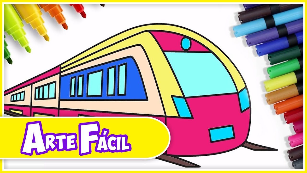 Como Desenhar Um Trem | Aprenda a Desenhar Para Crianças | Arte Fácil ...