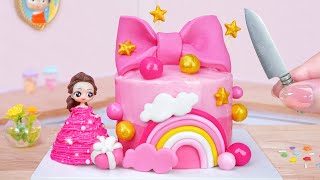 Pink Cake 💗 Beautiful Miniature Buttercream Cake With A Fondant Bow Decorating 🎀 Mini Cakes Making screenshot 5