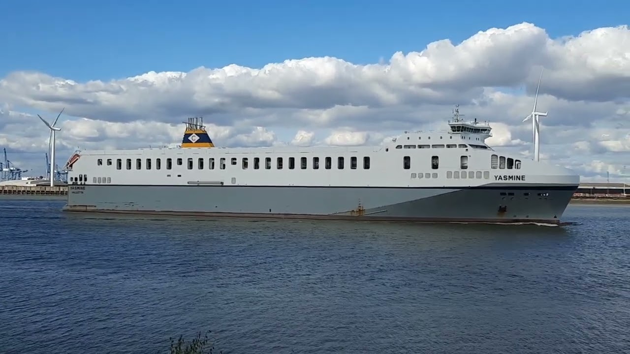 Ship spotting at Thames River .Nearby the small  town ,Gravesend in  UK.