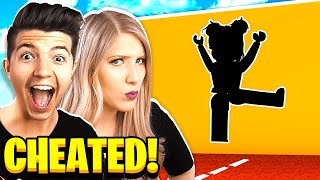 I CHEATED! BOY vs GIRL ROBLOX HOLE IN THE WALL CHALLENGE!