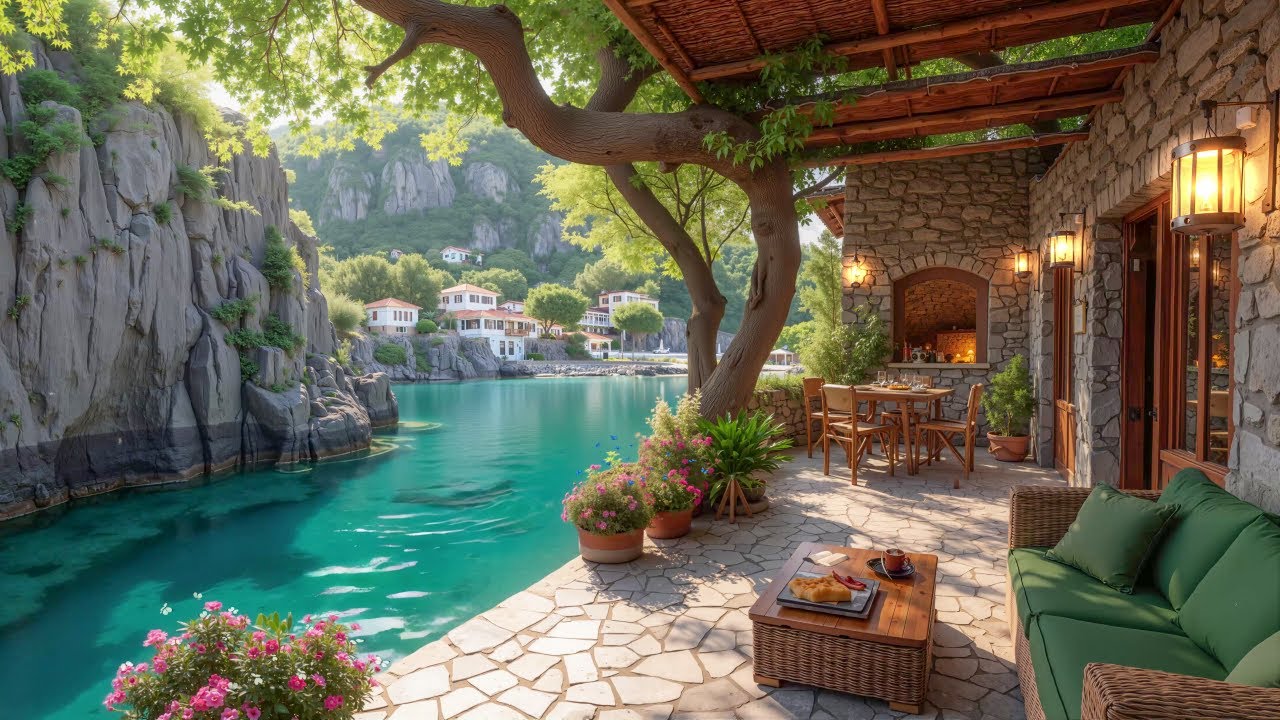Rustic Lakeside Terrace & Relaxing Jazz 💦 Positive Jazz Instrumental for Happy Moods