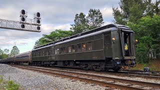 Amtrak 151 and 66 with the Dover Harbor private car in Charlottesville Virginia