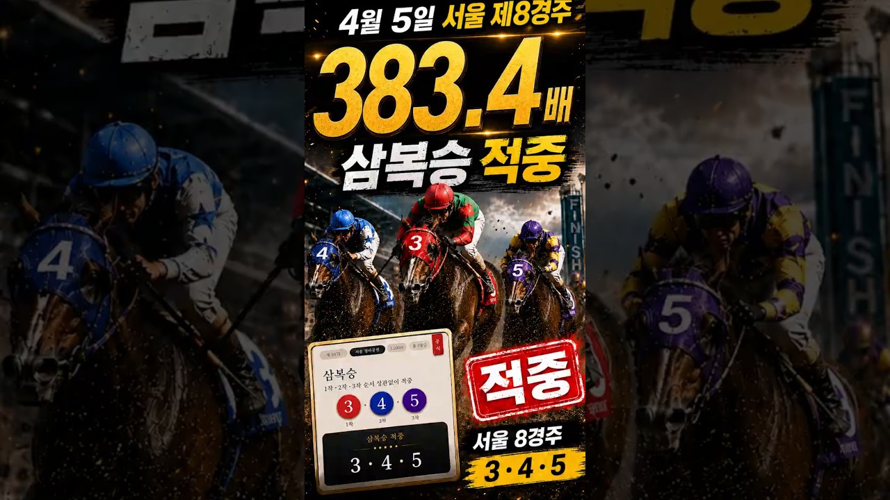 이 한 마리가 배당 다 올렸다,  삼복승 383.4배 적중!