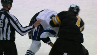 Milan Lucic fights Brewer, scores game winner vs Tampa 3/3/11 1080p HD