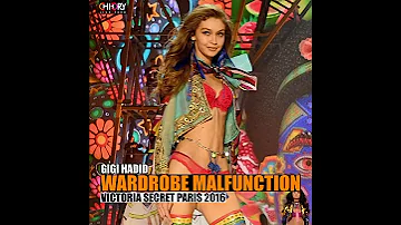 Gigi Hadid Wardrobe Malfunction At Victoria Secret Fashion Show 2016 in Paris