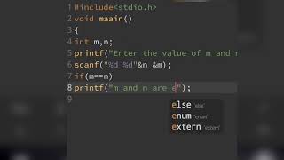 C Program to Check if Two Numbers are Equal #codding