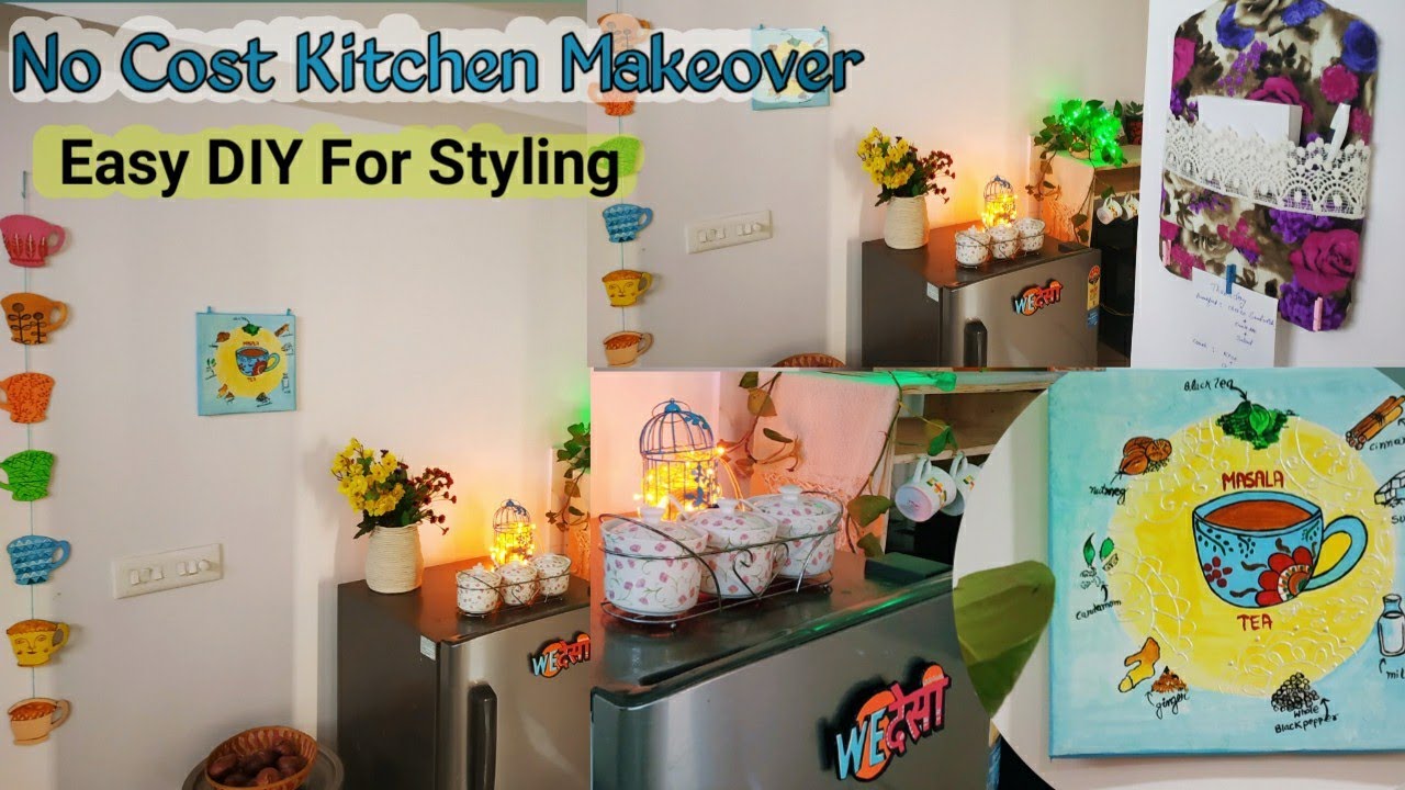 4 Stylish Way to decorate Your Kitchen || DIY Small Kitchen makeover ideas / Instant wall makeover