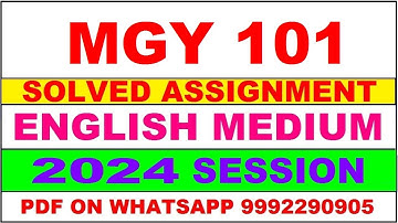 mgy 101 solved assignment 2024 | mgy 101 solved assignment in english 2023-24 | mgy 101 2024
