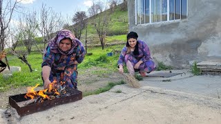 Cooking stone chicken, local lamb in Iranian village style | life of village women