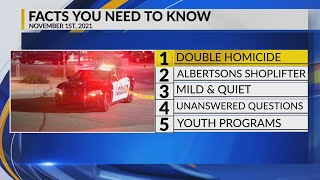 KRQE Newsfeed: Double homicide, Albertsons shoplifter, Mild \& quiet, Unanswered questions, Youth pro