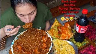 Real Mukbang:) Cooking and Eating Black Bean Noodles, Indian Samosa, Omlette | Foodie JD