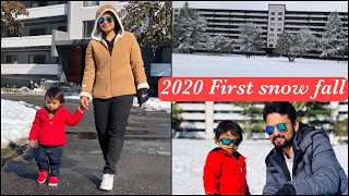 First snow fall of the year 2020|| Boston first snow fun