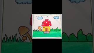 Cute mushroom house drawing #drawing#art#mushroomhouse#howtodraw#shortvideo#rinkucreator#easy#yt