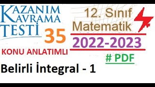12 Sınıf Kazanım Testi 35 Belirli İntegral 1 Matematik 2022 2023 Meb Eba İntegral
