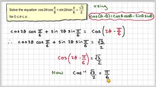 Solving an equation using the compound angle formulae