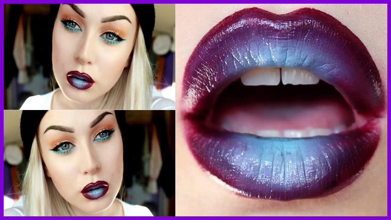 Purple Blue Ombre Lips Pop Of Blue Makeup Tutorial YouTube