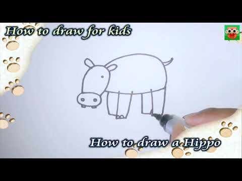 How to draw a Hippo easy for kid/Cách vẽ CON HÀ MÃ