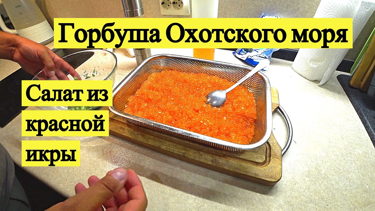 Горбуша Охотского моря. Салат из красной икры // Pink salmon of the Sea of Okhotsk (Eng Subs)