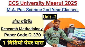 M.A. private 2nd Year paper 1st paper code G - 370 Research Methodology CCS University Meerut