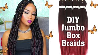 Easy And Neat DIY Jumbo Box Braids Inspo Using EZBRAID Professional Itch Free Pre Stretched Hair