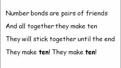 Number bonds are pairs of friends - number bonds to 10 song