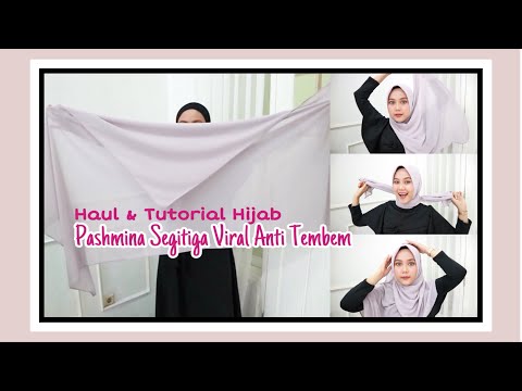 HAUL & TUTORIAL HIJAB PASHMINA SEGITIGA|PASHMINA VIRAL ANTI TEMBEM|TIPS & TRIK