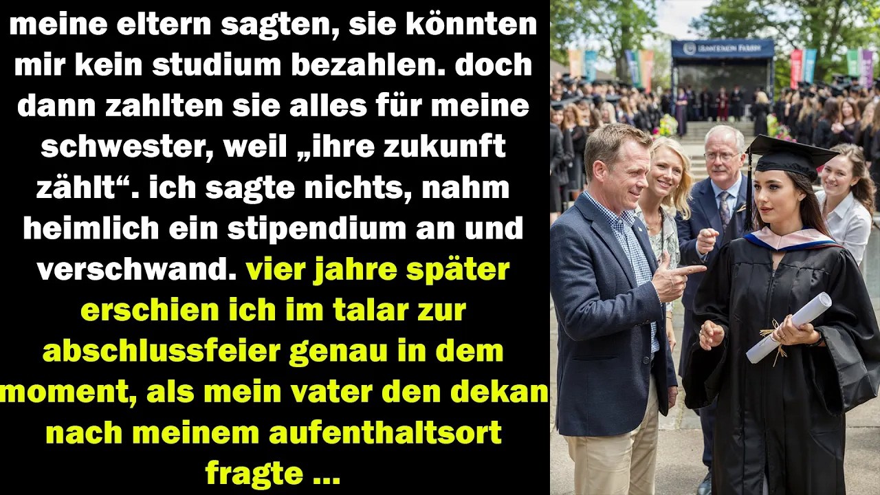 sie sagten, ich sei ihnen zu teuer doch als ich im talar erschien, suchte mein vater plötzlich...