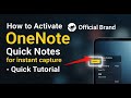 How to activate OneNote Quick Notes for instant capture - Quick Tutorial