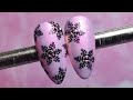 NAIL ART: Aurora Chrome with Black Snowflakes and Crystals