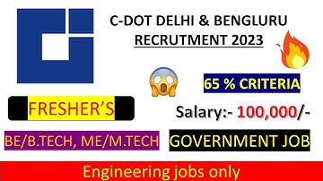 C-DOT DELHI & BENGLURU RECRUITMNET 2023 | Project Engineer | salary 100000 | latest job updates 2023
