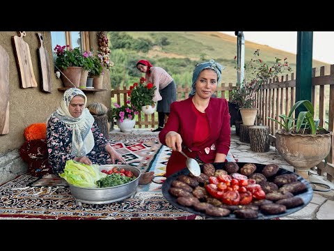 أفضل وصفة لطهي شرحات اللحم والأرز الطبخ في قرية شمال إيران