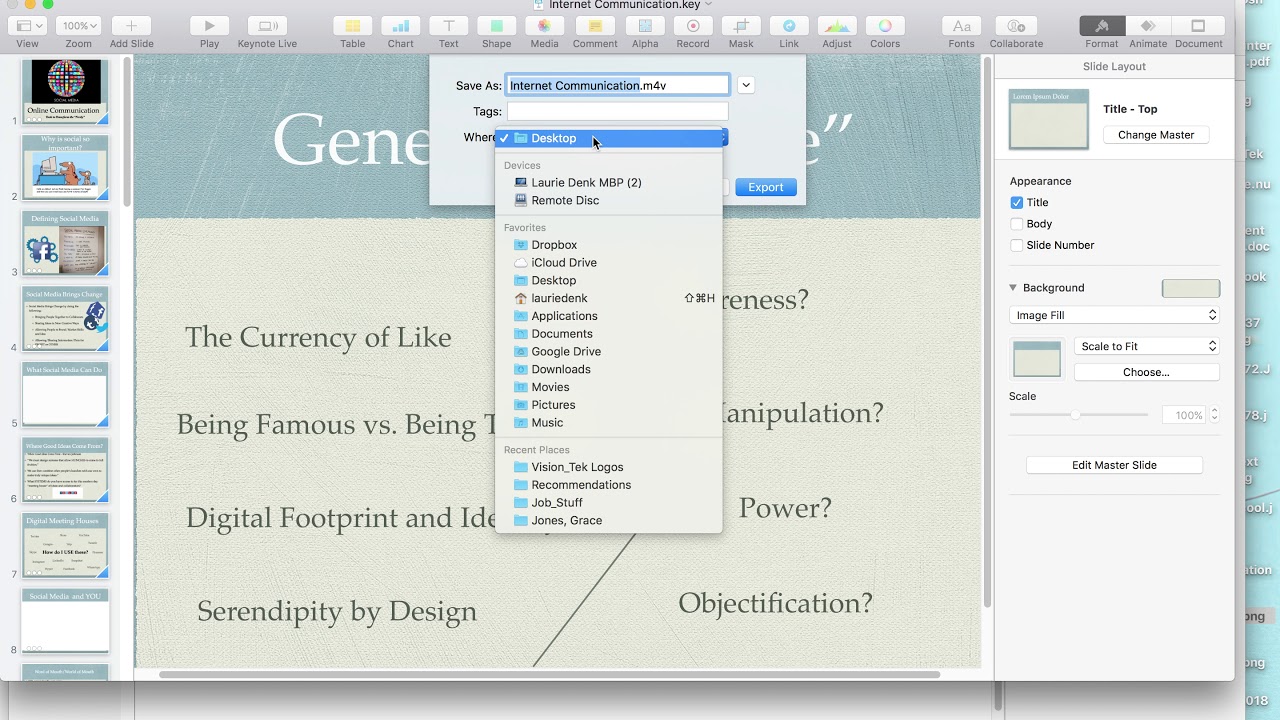 Exporting Keynote How to Make Your Keynote a MultiMedia Movie YouTube