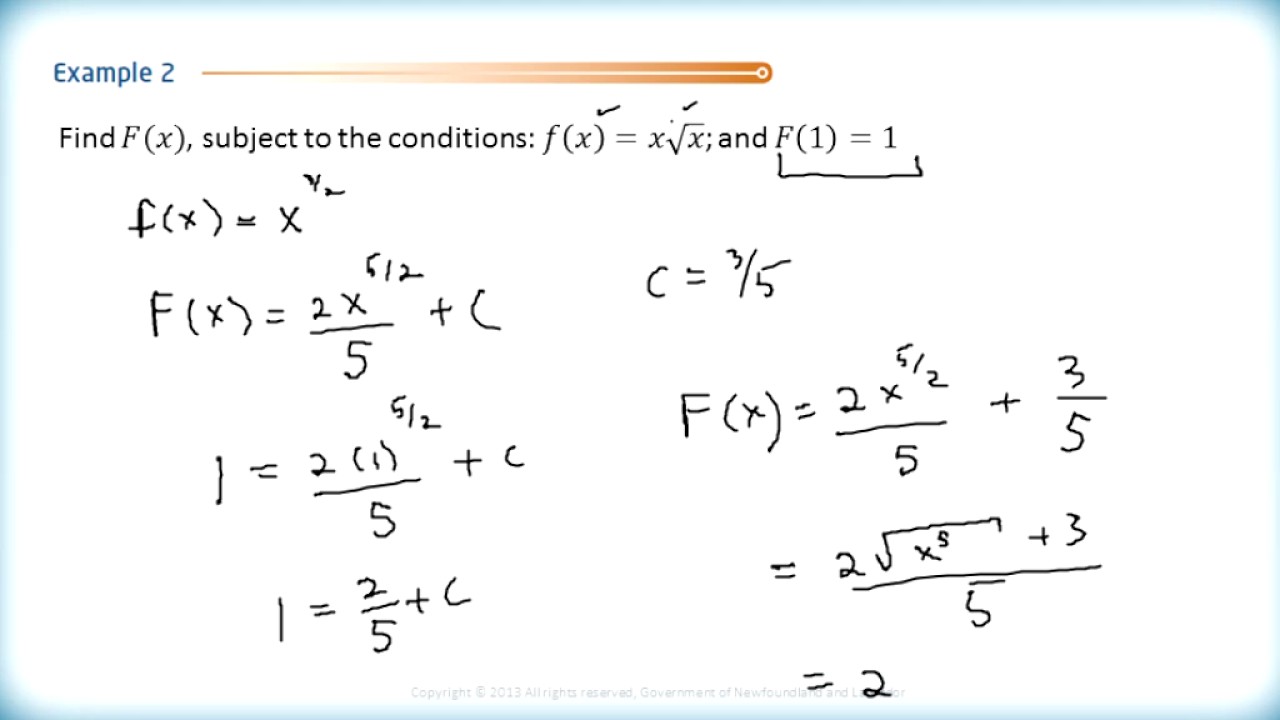 MA29 U29 29 29 Finding Specific Antiderivatives