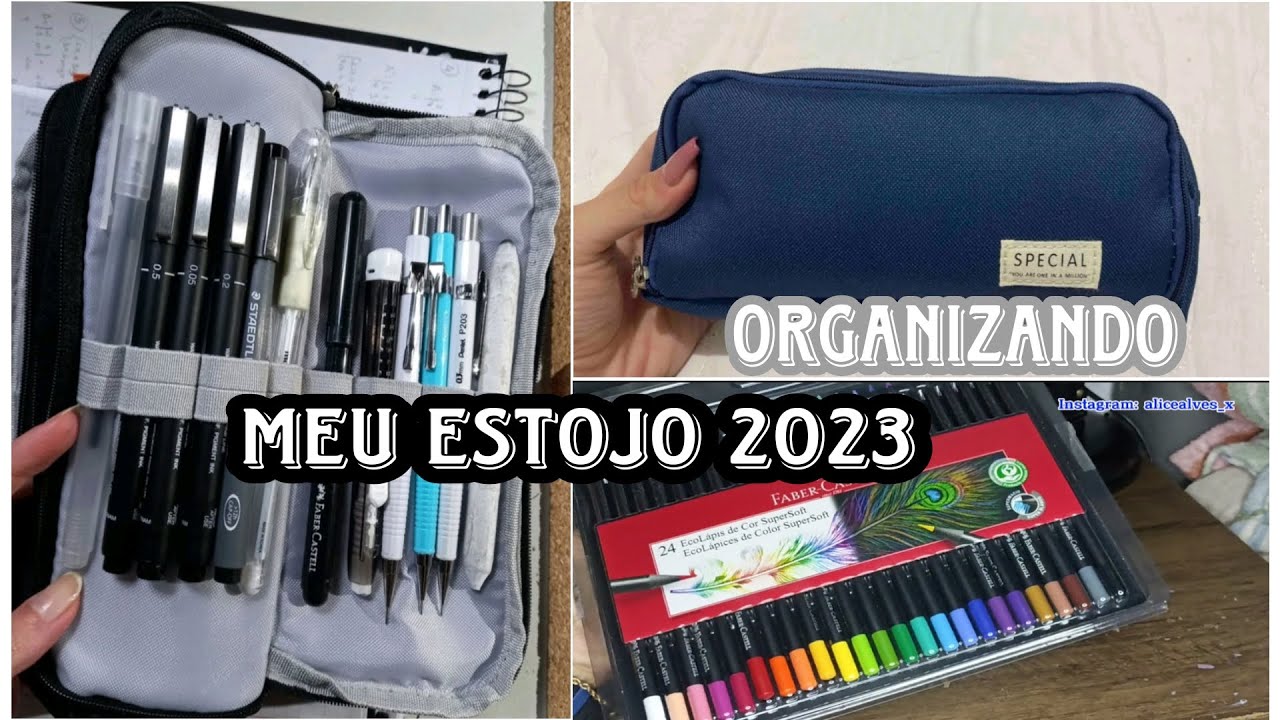 Organizando meu estojo para 2023✏️💜 l *mostrei tudo*