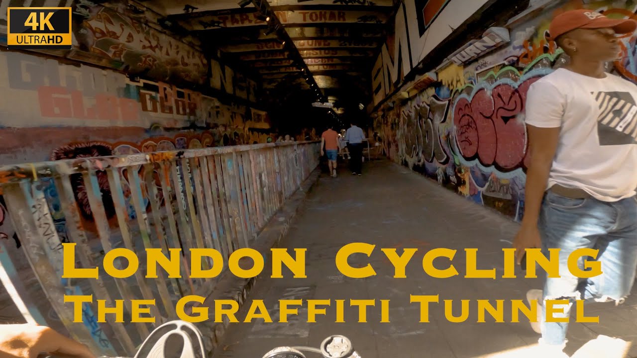 【London Cycling】The Graffiti Tunnel at Waterloo Station【4K, POV】
