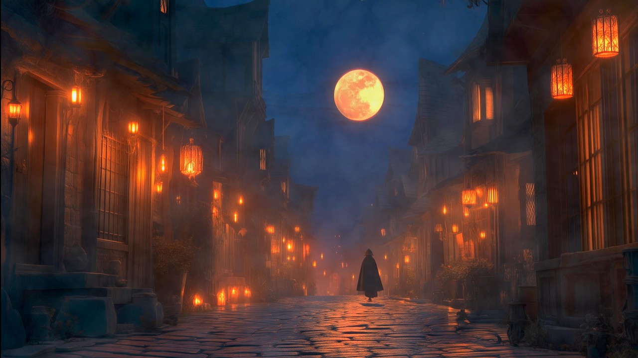 Fantasy Medieval Ambient | Medieval Night Village 🌙 | Sleep & Relax Music