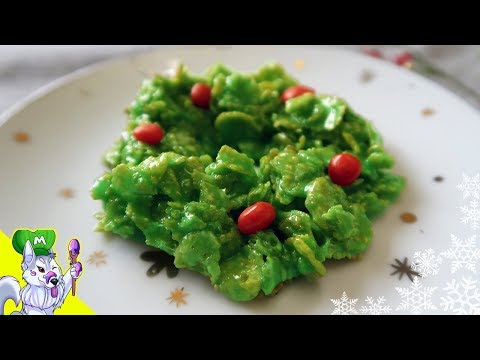 Holly Wreath Cookies | Christmas Cornflake Cookies | No Bake Treats