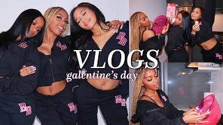 VLOGS: GALENTINE&#39;S DAY W/ THE GIRLS!! | pink decor, matching outfits, baking photoshoot &amp; more!