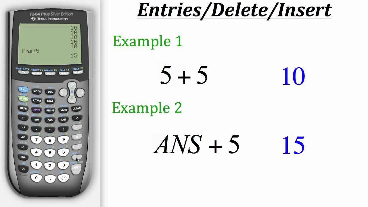 TI Calculator Tutorial Using Entries, Delete/Insert Features YouTube