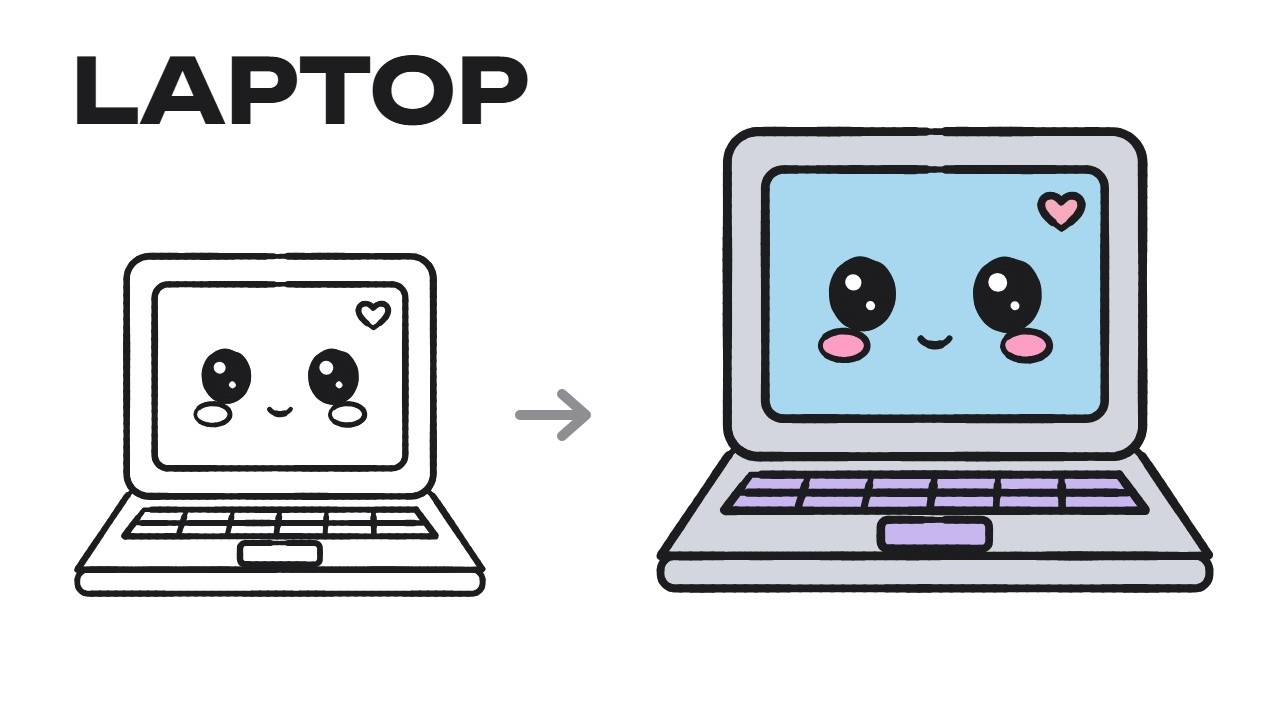How to Draw a Cute Laptop 💻 | Easy Step by Step for Kids - YouTube