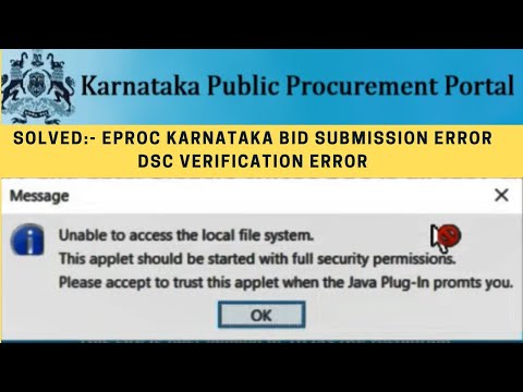 EPROCUREMENT KARNATAKA | Unable to access the local file system |Karnataka eprocurement