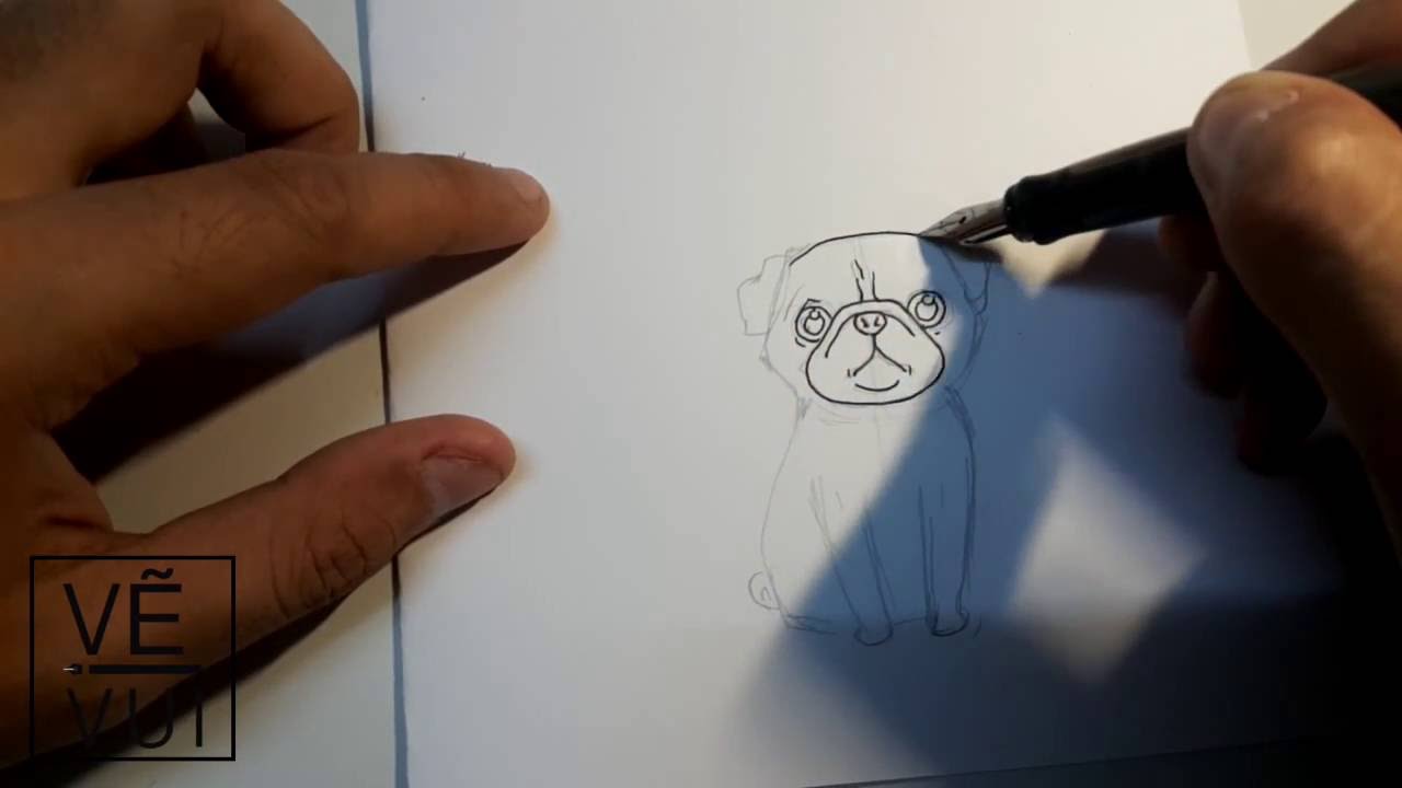 How To Draw A Cute Pug Dog - Hướng Dẫn Vẽ Chó Pug - Youtube