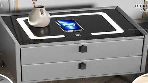 Smart Bedside Table  with Wireless Charging, Nightstand with LED Light, 2 Drawers Nightstand, Chest