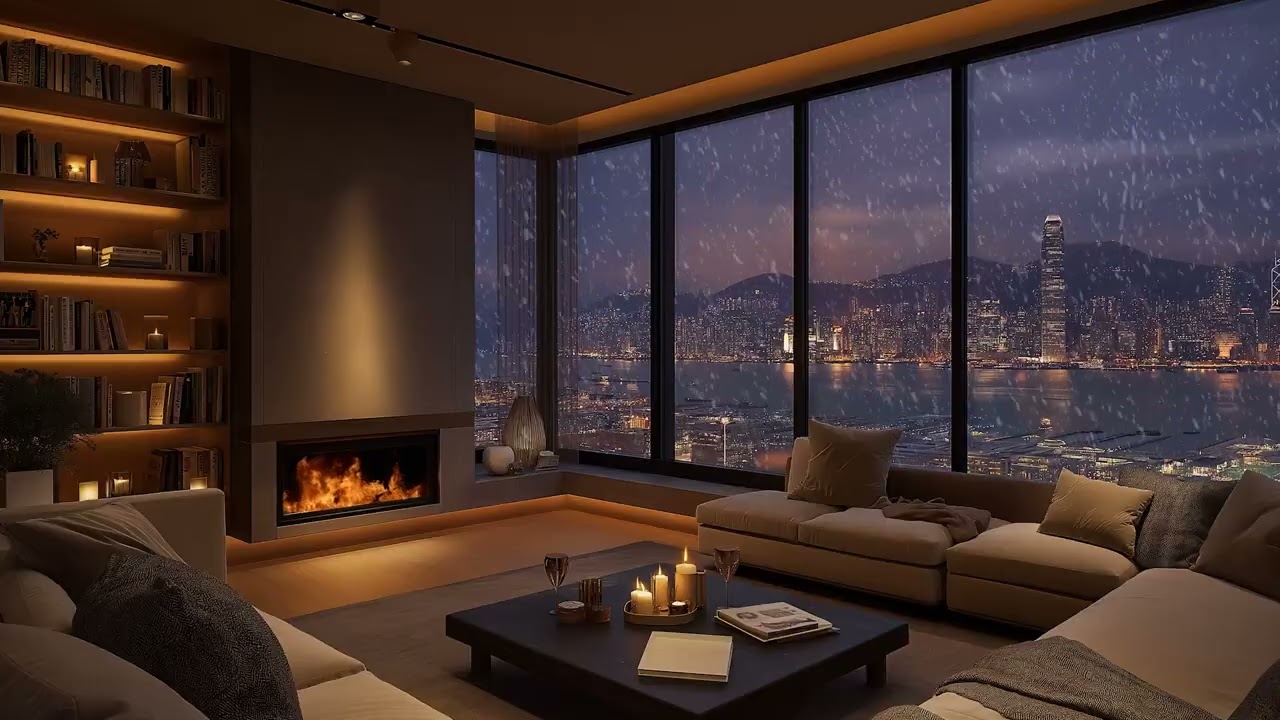 Extremely Calm Piano Melodies and Gentle Fireplace Sounds | Cozy Room Atmosphere for Relaxation