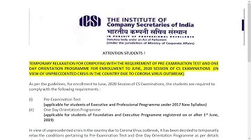 ICSI - Extension for ODOP and PET - Notification