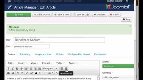 Formatting article in Joomla - English