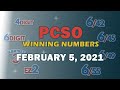 P223M Jackpot Ultra lotto 6/58, EZ2, Suertres, 4Digit, and Megalotto 6/45 | February 5, 2021