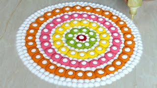 New Simple rangoli design spoon l unique rangoli designs l Easy Rangoli design with colours l रंगोली