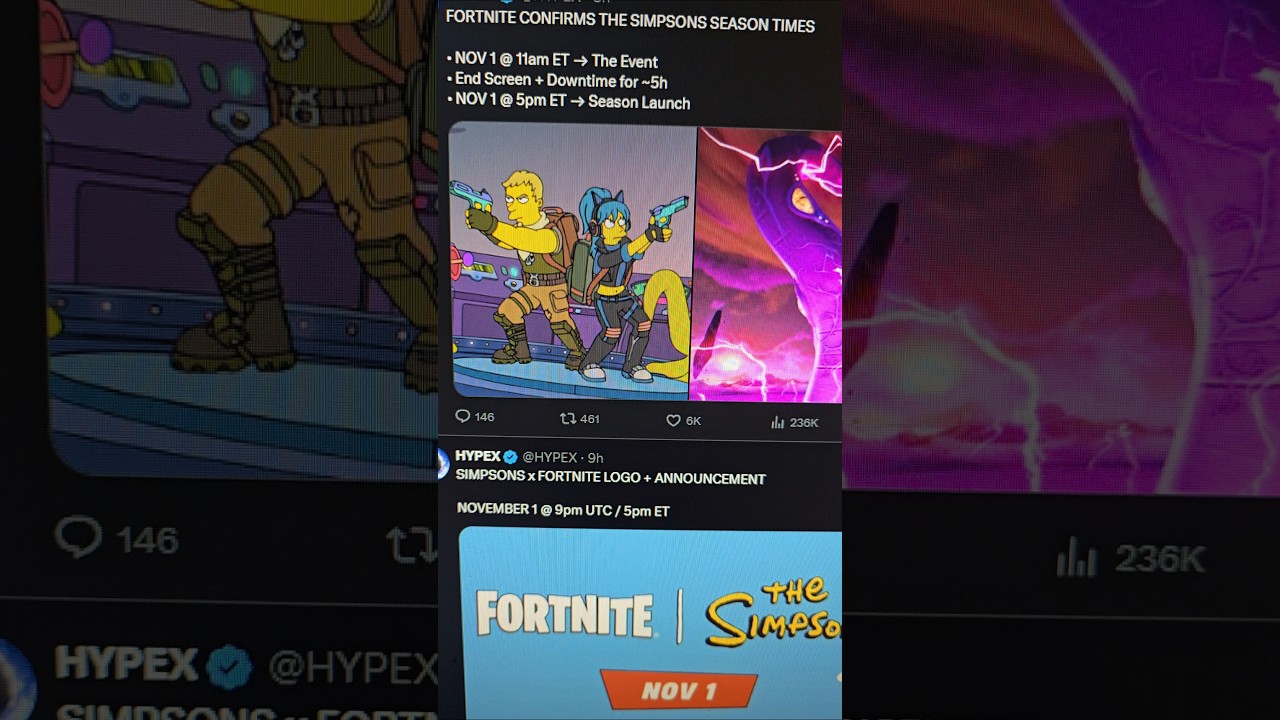 NEW FORTNITE LIVE EVENT & SIMPSONS MINI SEASON START DATE AND TIME #fortnite #shorts #simpsons #repo